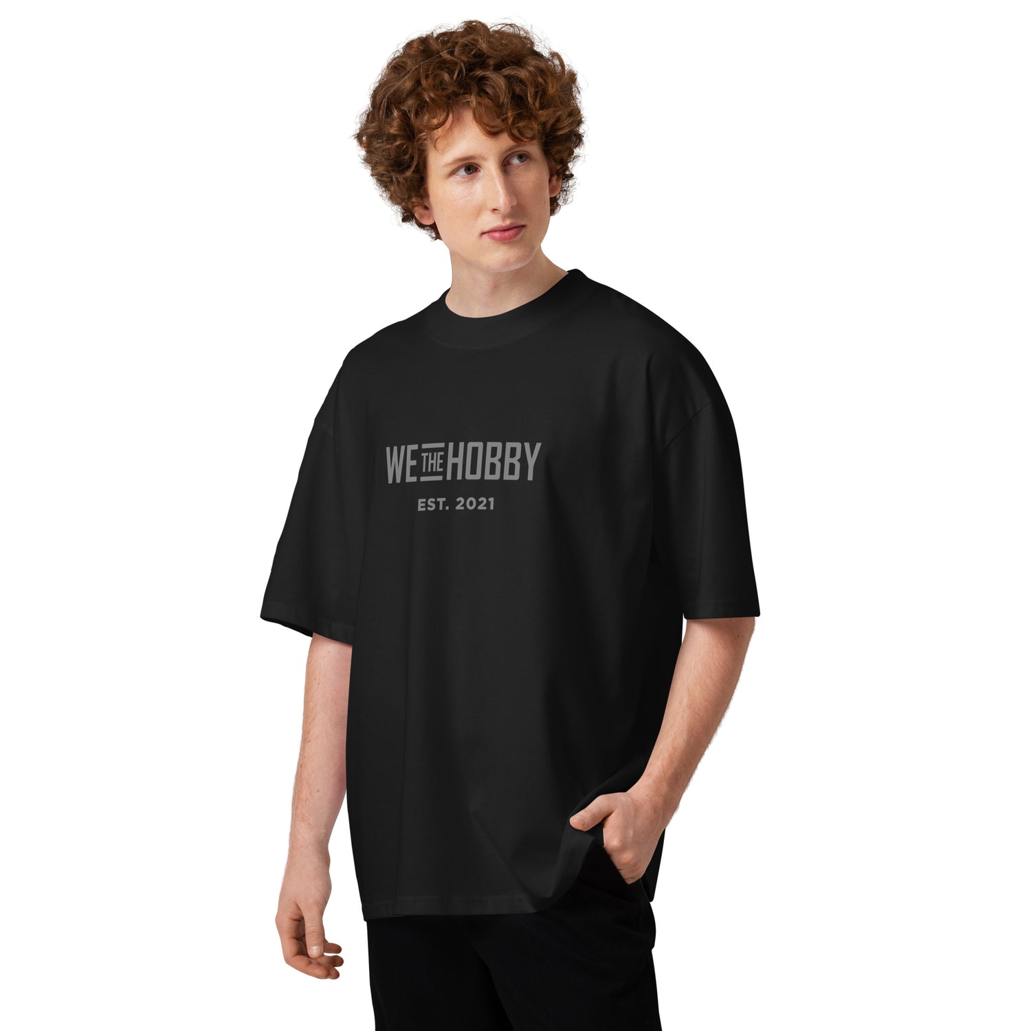 Product mockup - oversized high neck black t-shirt front